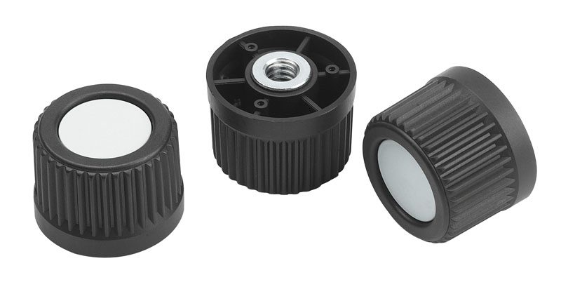 Leschhorn N248 Rändelmutter durchgehende Stahl Gewindebuchse  A 43; d 23; Gewinde d1 M10; Kunststoff PA, schwarz, - Boteco N248 Geraendelte Muffen