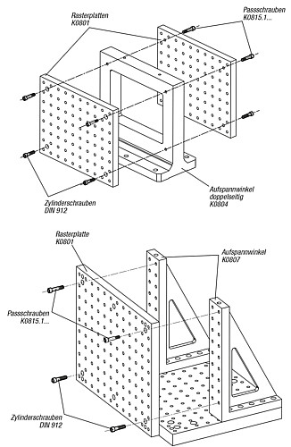Kipp K0804.123040 AUFSPANNWINKEL DOPPELSEITIG, - KIPP K0804 Aufspannwinkel doppelseitig