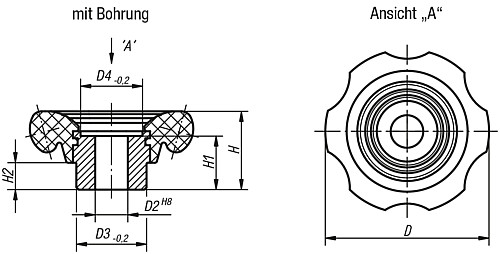 Norelem 06830-83216 HANDRAD D=83  D2=16, DUROPLAST FS31 SCHWARZ - Norelem 06830-BG Handraeder mit Bohrung