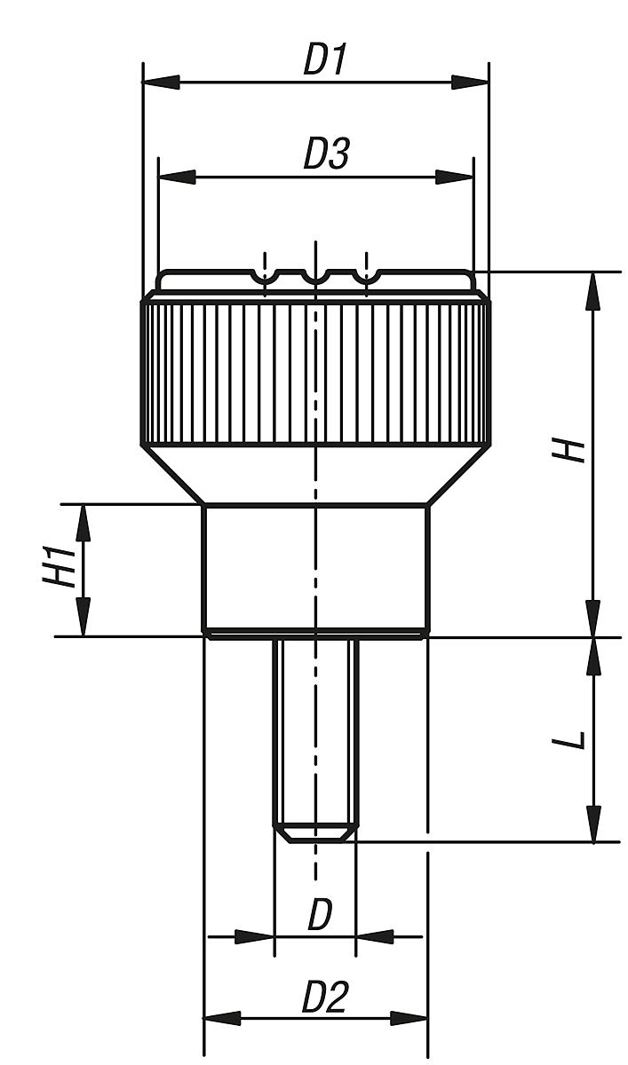 Kipp K0247.3107X30 NOVO.GRIP RÄNDELKNOPF GR.3  M10X30, DECKEL RAPSGELB - K0247-AG Raendelknoepfe mit Aussengewinde - Massblatt