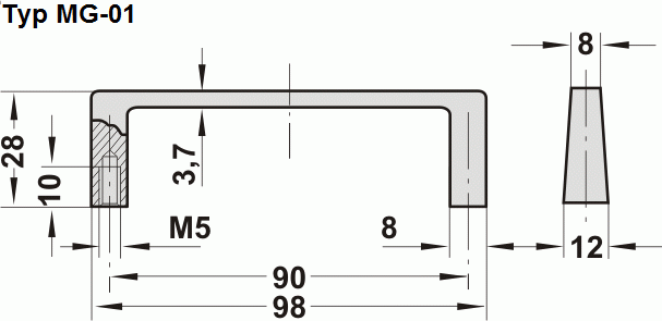 Leschhorn MG-01.090.04   Alu-Maschinen- und Gerätegriffe A 90,  schwarz eloxiert - Leschhorn MG-01 Maschinen- und Geraetegriffe