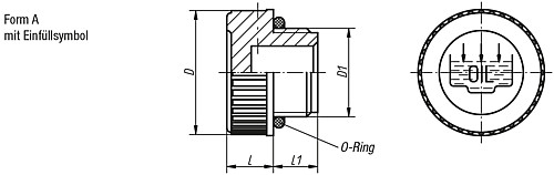 Norelem 28030-120014 VERSCHLUSSSCHRAUBE, FORM A, D=20, D1=G 1/4 - Norelem 28030-A Verschlussschrauben Form A