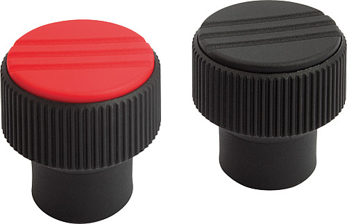 Kipp K0247.0104 NOVO.GRIP RÄNDELKNOPF GR.1  M4     EDELSTAHL,  DECKEL SCHWARZGRAU - KIPP K0247-IG Raendelknoepfe mit Innengewinde