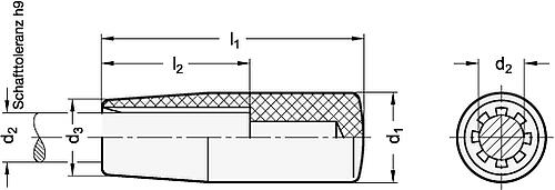 Ganter 519.1-18-B8 ELESA ZYLINDERKNOPF ZUM AUFSCHLAGEN - GN 519-1 Zylinderknoepfe Montage durch Aufschlagen-Skizze