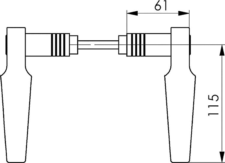 AMF 460G Türdrücker-Paar, Schwalbenform, für Kastenbreite: 30 - 50 mm, Garnitur: Ja, Lochteil: - - LE 460G Tuerdruecker-Paar - Schwalbenform -Skizze