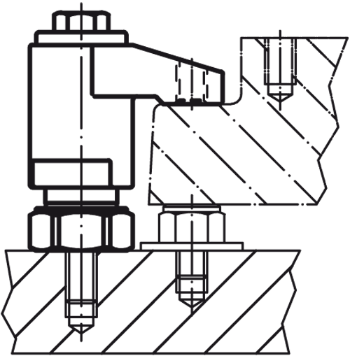 Halder 23310.0051 Aufsitzspanner Größe 40 Ø 40 x 70 mit Spannschraube - Aufsitzspanner - Groesse 40 - Durchmesser 40 x 70 - mit Spannschraube mit verstellbarem Klemmhebel mit Axiallager