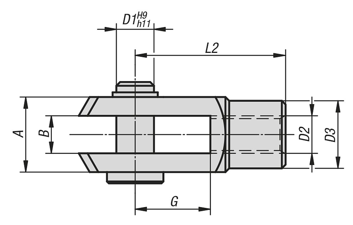 Norelem 27622-0510 GABELGELENK EDELSTAHL, D1=5, D2=M5 - NLM 27622 Gabelgelenke Edelstahl DIN 71751 - Massblatt