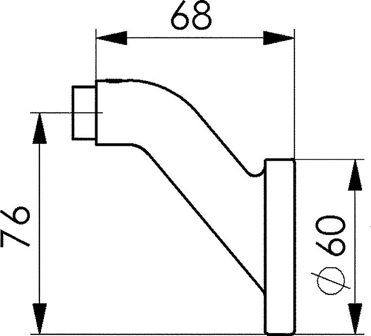 AMF 478L Türknopf-Lochteil, gekröpft, drehbar, Türknopf: Ø 60 mm - LE 478L Tuerknopf-Lochteil - gekroepft - drehbar -Skizze