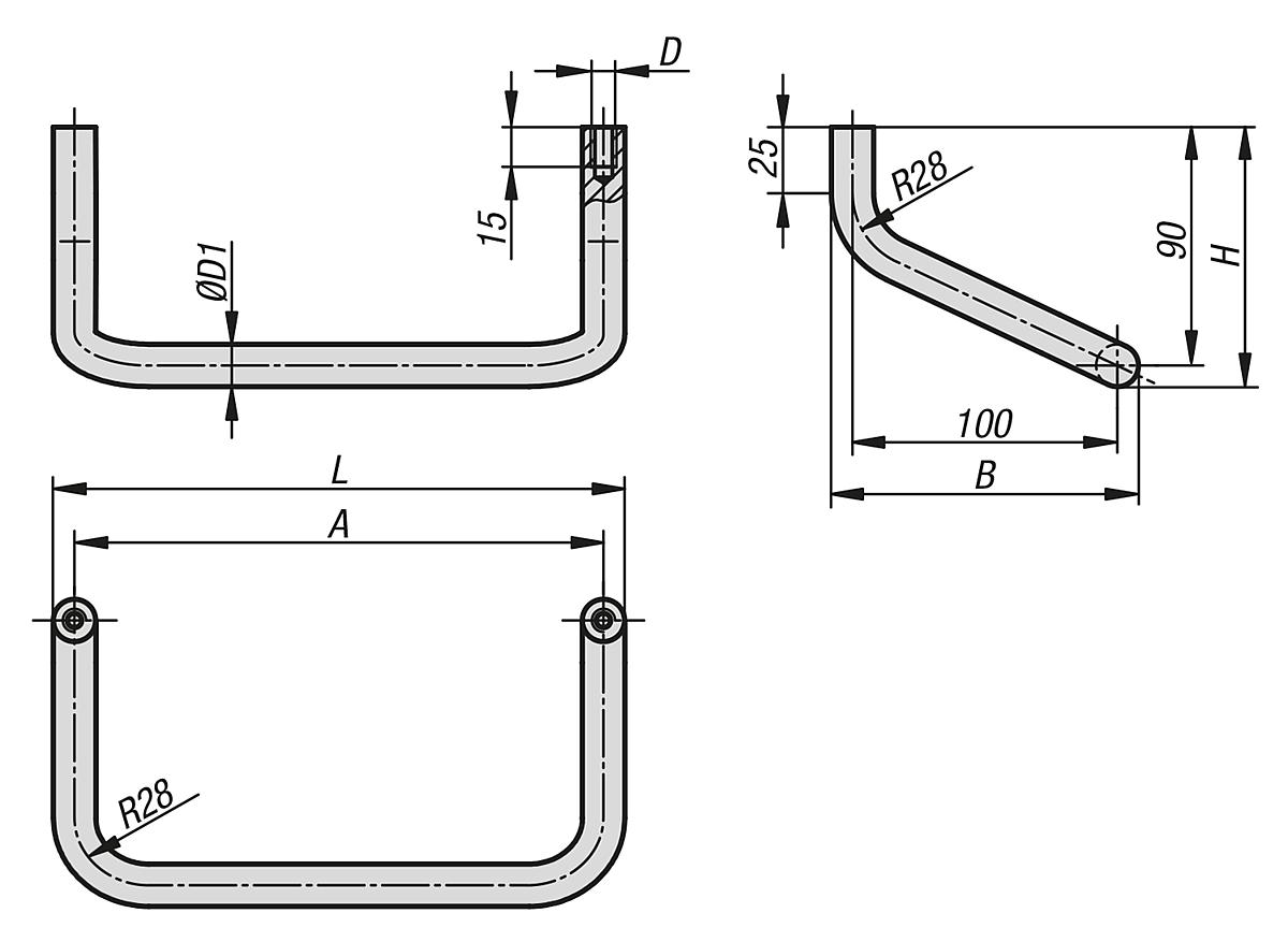 Norelem 06945-40016 KOMMANDOGEHÄUSEGRIFF, A=400 - NLM 06945 Kommandogehaeusegriffe - Massblatt