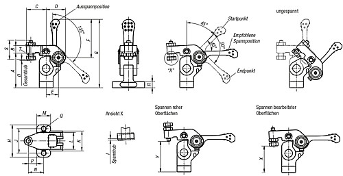 Kipp K0927.100 NIEDERHALTER SCHWENKBAR MINI, - KIPP K0927 Niederhalter schwenkbar mini mit Exzenterhebel