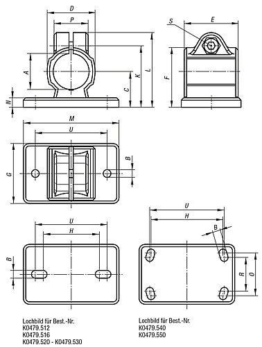 Kipp K0479.512 FLANSCHKLEMMSTÜCK ALUMINIUMGUSS, A=12,1 - KIPP K0479 Flanschklemmstuecke - Aluminium