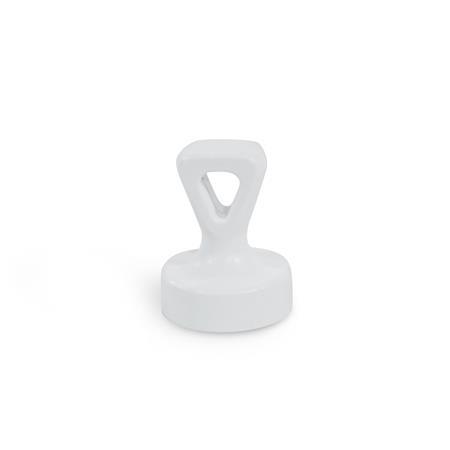 Ganter 53.3-ND-17-A-GR Haftmagnete mit Kunststoffgehäuse - GN-53-3-Haftmagnete-Scheibenform-mit-Griffstueck-mit-Kunststoffgehaeuse-WS-weiss-RAL-9003-mit-Oese