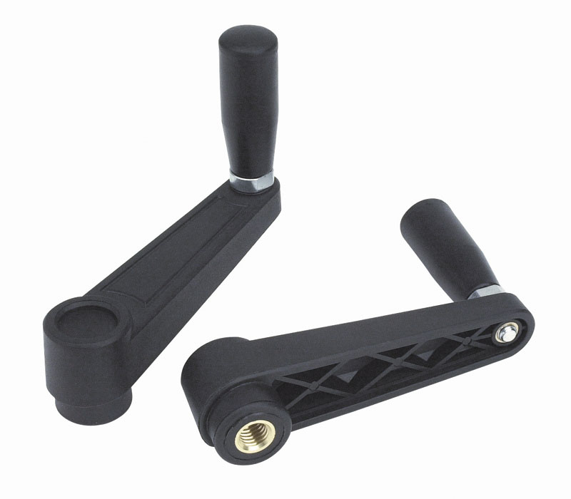 Leschhorn E220 Handkurbeln  L 88; R 65; Gewinde d1 M12; Kunststoff PA, schwarz, Gewindebuchse Messing - LE E220 Handkurbeln - Kunststoff-EcoLine-Abbildung