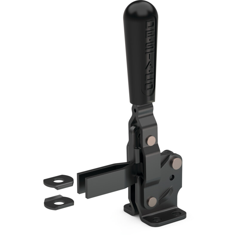 DESTACO 207-LBR Vertikal-Kniehebelspanner Haltekraft 1700 N - 2700 N, Öffnungswinkel 90° - 115° - DESTACO 207-U-L-BLK Vertikalspanner - offener Spannarm - Fuss abgewinkelt - ohne Spindel - schwarz