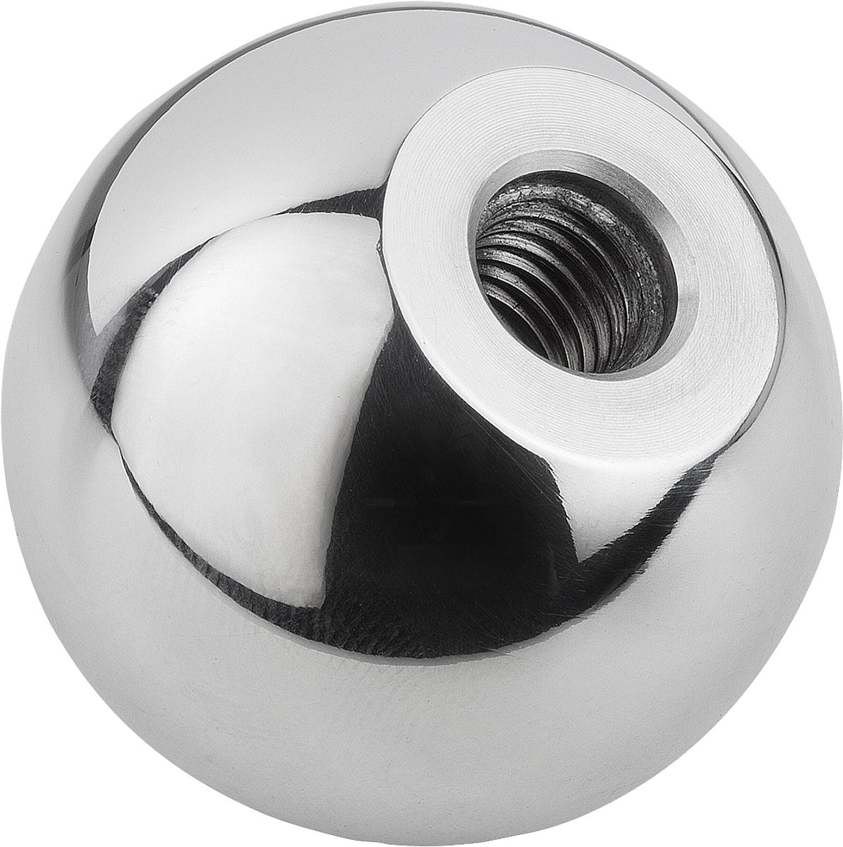 Kipp K0650.120052 KUGELKNOPF D1=20  M5, FORM C, ALU, POLIERT - K0650-120052 KUGELKNOPF D1 20 M5 - FORM C - ALU - POLIERT