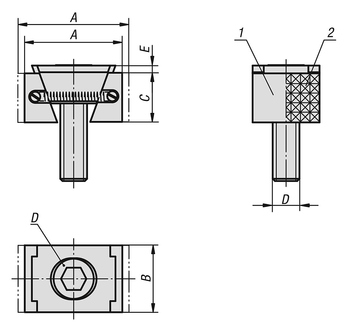 Kipp K0039.1116 KEILSPANNER M16 SPANNFL CHEN GLATT, B=40 - K0039 Keilspanner Spannflaechen glatt oder geriffelt - Massblatt