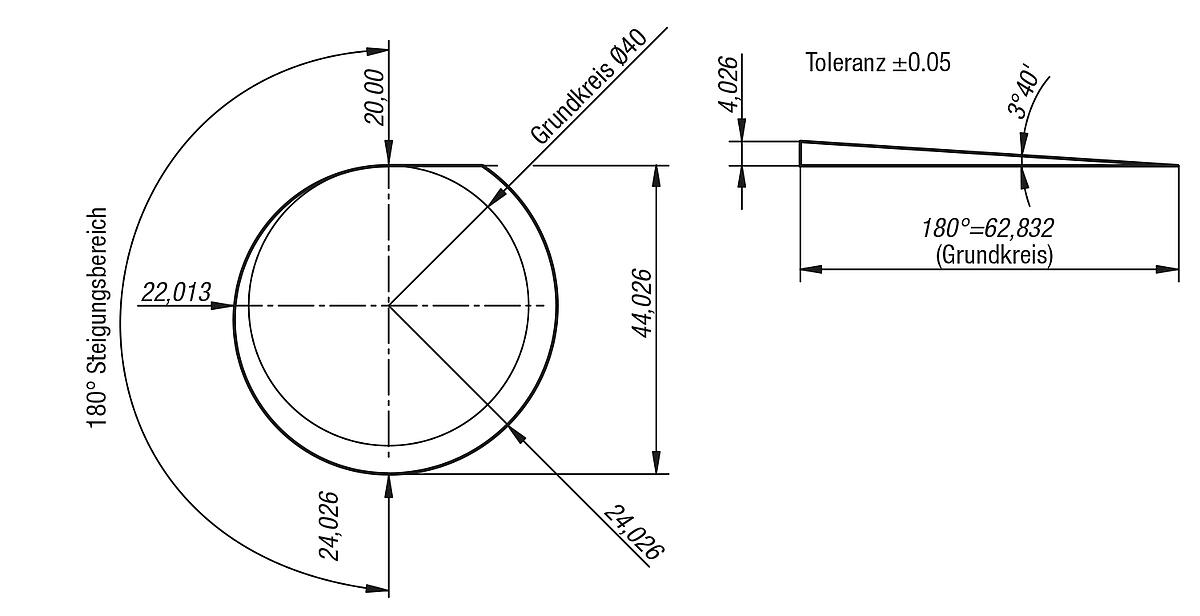 Norelem 04360-14 SPIRALEXZENTER  B=14            BL - NLM 04360 Spiralexzenter - Massblatt