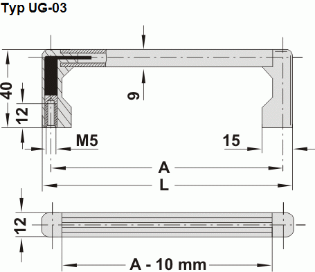 Leschhorn UG-03.180.04  Universal-Gerätegriffe Montageausführung 1, A 180, Schenkel schwarz / Steg schwarz Griff aus Einzelelementen, komplett montiert - Leschhorn UG-03 Universal-Geraetegriffe aus Einzelelementen