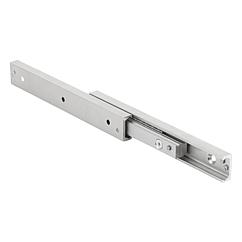 Leschhorn HPDTA 28-210 Doppelanordnung Teleskopschienen, Lastwert Cy= 444 N, Länge= 210, Hub= 232 mm, Senkbohrung 5,5;  Profil 28x26, Material Schiene und Läufer Wälzlagerstahl. - HPDTA 28-210 Doppelanordnung Hochpraezise Teleskopschienen
