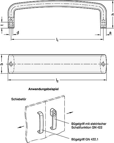 Ganter 422.1-AL-117-SR Bügelgriffe, Aluminium - GN 422-1 Buegelgriffe - Aluminium-Abbildung