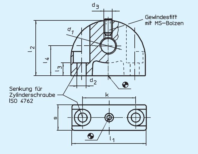 Halder 22110.0408 Haltestück Druckguss, für Rastriegel und Rastbolzen  M 8 x 1, Befestigungsbohrung senkrecht zum Rastriegel / Rastbolzen - EH 22110 Haltestueck fuer Rastriegel und Rastbolzen