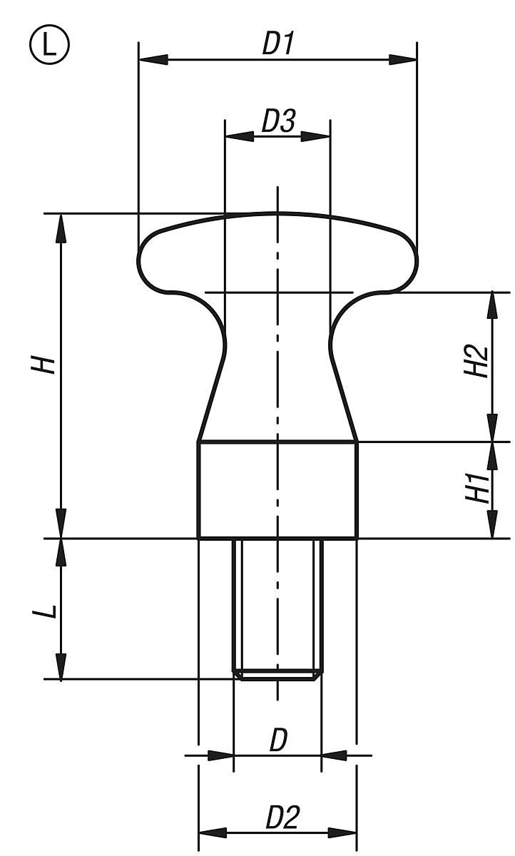 Kipp K0157.12018 FLACHER KNOPF  M12X18, - K0157-AG Flache Knoepfe - Aussengewinde - Massblatt
