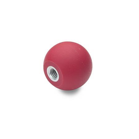 Ganter 319-KT-16-M4-C-RT KUGELKNOPF, THERMOPLAST, ROT - DIN-319-Kugelknoepfe-Kunststoff-rot-Kunststoff-mit-Gewindebuchse-RT-rot
