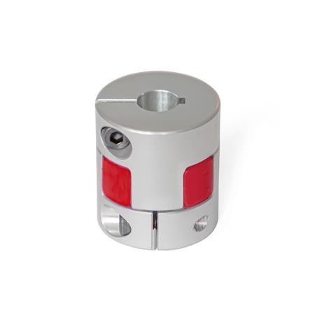 Ganter 2240-40-K12-16-AL-WS Elastomer Klauenkupplungen mit Klemmnabe - GN-2240-Elastomer-Klauenkupplungen-mit-Klemmnabe-mit-Passfedernut-ab-d1-30-98-Shore-A-rot-Abbildung