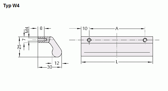 Leschhorn W4-12.030.01  Winkelgriffle Aluminium A 30,  natur eloxiert - Leschhorn Design W4 Winkelgriffle Aluminium