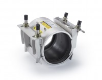 LE71497 FRK 121-144-215-EPDM-A2 flexible Reparaturkupplung, Baulänge 215, Spannbereich 121-144 mm, Druck PN 24, Winkellage max. 8°, Rohrdistanz max. 145 mm, Rohrdifferenz D1zuD2 max. 10 mm, Dichtung EPDM, Material 1.4301 (304), Temperatur -30°C bis 60°C - LS-FRK flexible Reparaturkupplung Baulaenge 140 mm