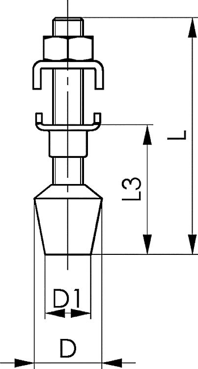 AMF 6890B-0 Andrückschraube, schwarz, Größe : 0, D: 10, D1: -, L3: 11,5-22 - LE 6890B Andrueckschraube - schwarz -Skizze