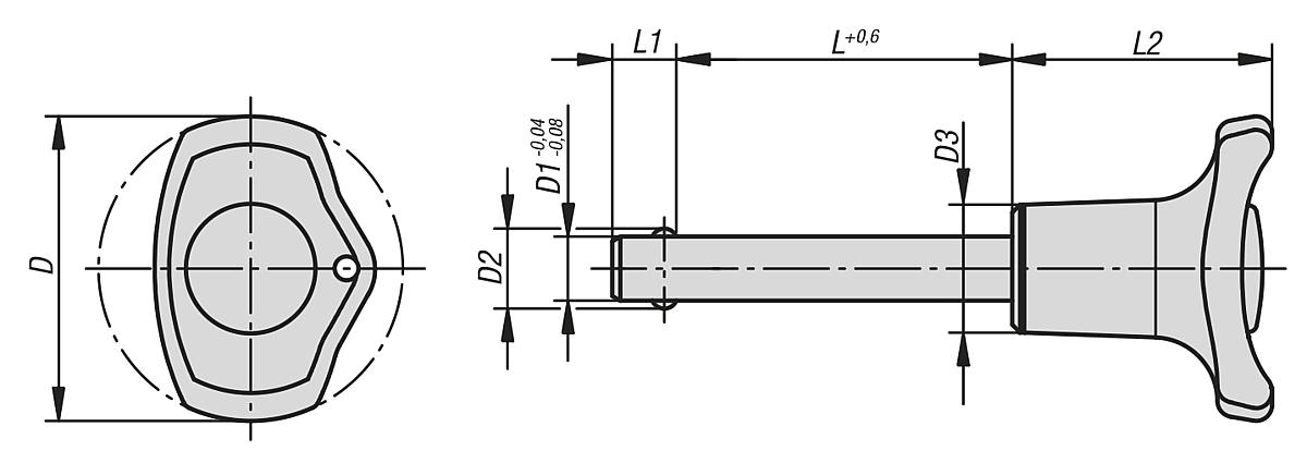 Kipp K0363.4710050 KUGELSPERRBOLZEN, D1=10, L=50 - K0363 Kugelsperrbolzen selbstsichernd - Massblatt