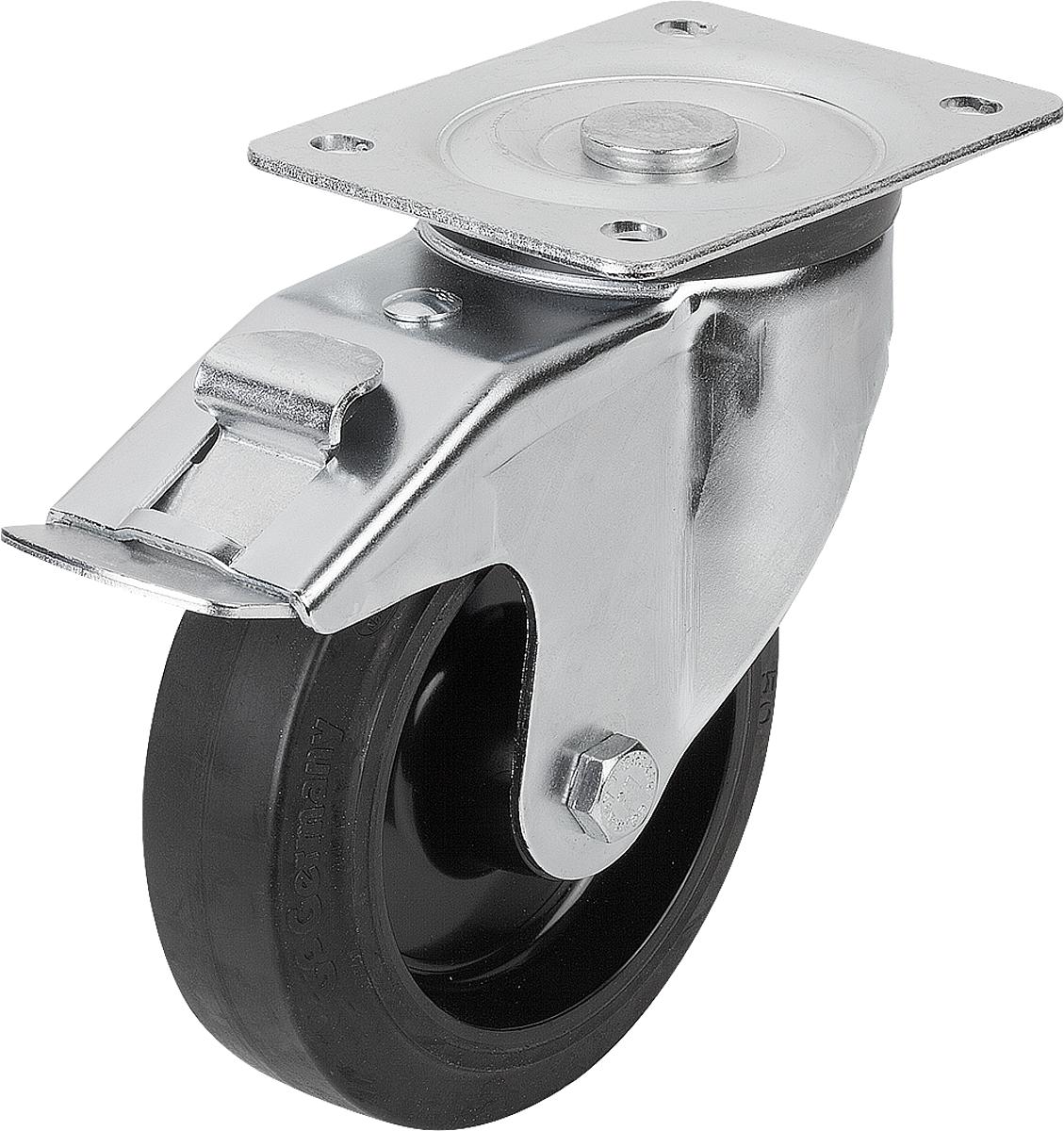 Norelem 95018-125372 LENKROLLE MIT FESTSTELLSYS STOP-FIX,, D=125, B=37, GUMMI, KOMP:STAHL - 95018-125372 LENKROLLE MIT FESTSTELLSYS STOP-FIX - D 125 - B 37 - GUMMI - KOMP STAHL