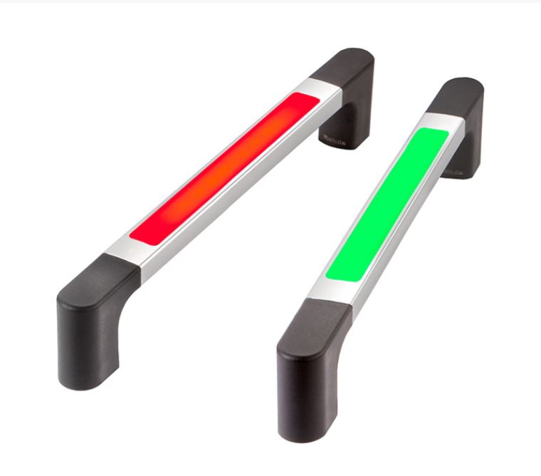 Leschhorn FG4-L02.375.11   Funktionsgriffe mit Drucktaster und LED-Beleuchtung A 375,  mit 1 Taster - LE FG4-L Funktionsgriffe mit dreifarbig beleuchtbarem Griffsteg in rot - gruen - blau
