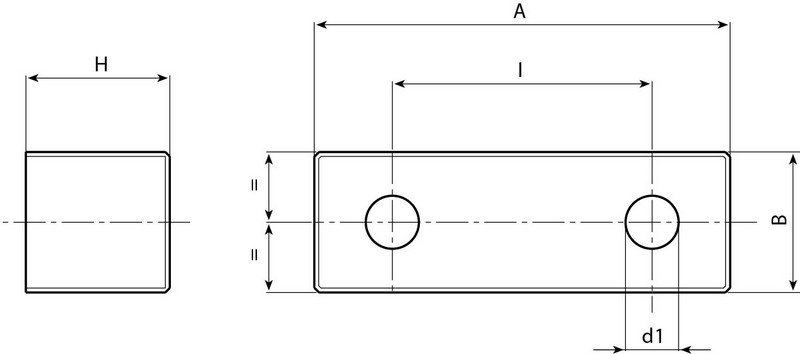 Leschhorn O411 Scharniere  I 40; A 65; Bohrung d1 8,5; Kunststoff PA, schwarz, - LE O411 Scharniere - Kunststoff-EcoLine-Massblatt
