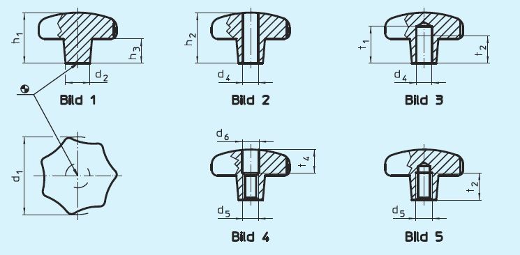 Halder 24661.0032 Sterngriff DIN 6336 rostfreier Stahl A2 Feinguss Ø 32, Rohteil, Form A - EH 24661 Sterngriffe DIN 6336 rostfreier Stahl