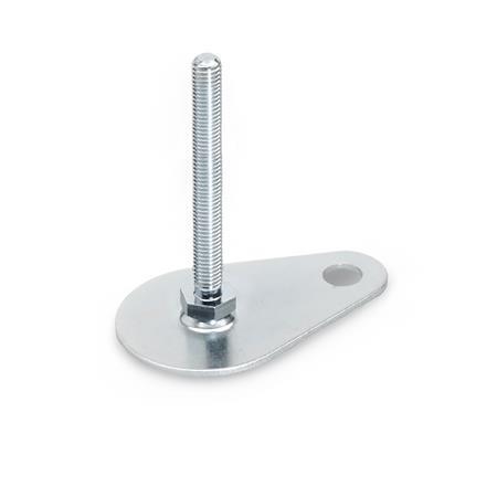 Ganter 42-50-M16-100-A0-U STELLFUß MIT BEFESTIGUNGSLASCHE - GN-42-Stellfuesse-Stahl-mit-Befestigungslasche-Tropfenform-ohne-Gummiauflage-ohne-Mutter-Aussensechs