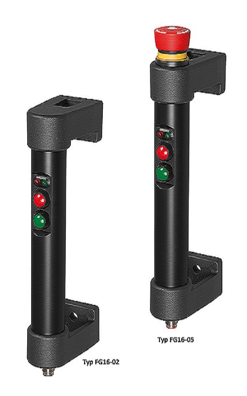 Leschhorn FG16-02S.180.84 Funktionsgriffe A 180, 2 Drucktaster (1 Wechsler + 1 Schließer) + 2 LED's, (2 push button 1 change over 1 NO contact,+ 2 LED`s) NEU ersetzt FG3 - LE FG16-02 und FG16-05 Funktionsgriffe 1 Not-Halt - 2 Drucktaster und 2 LEDs