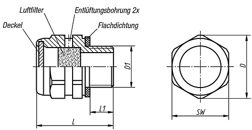 Norelem 28040-20014 MESSING ENTLÜFTUNGSSCHRAUBE, D=20, D1=G 1/4 - Norelem 28040 Messing Entlueftungsschrauben