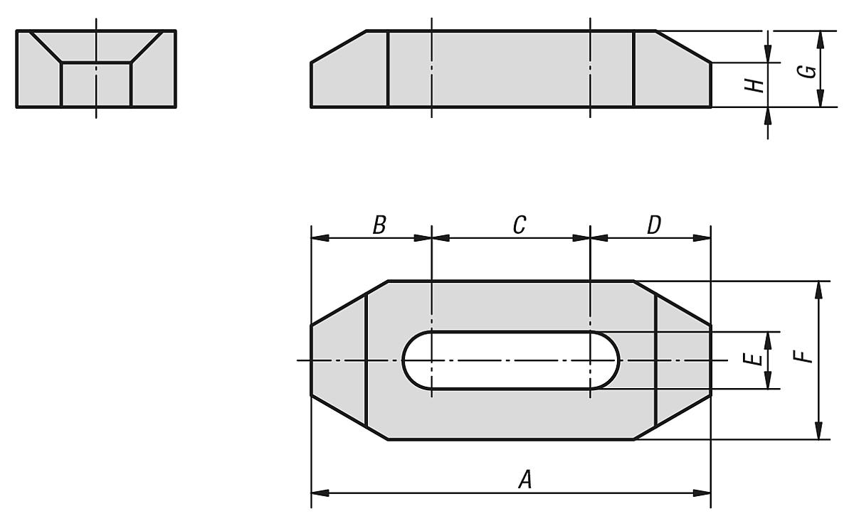 Kipp K0835.10125 SPANNEISEN A=125, F=32, G=19, H=13 - K0835 Spanneisen - Massblatt