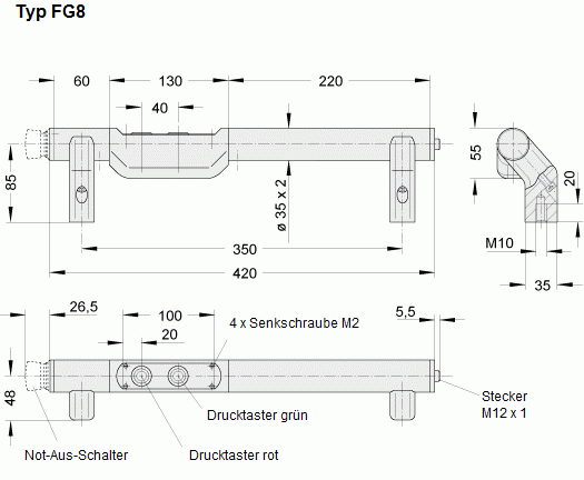 Leschhorn FG8-00.350.11   FG8  Gegengriff für FG8 Gegengriff für FG8 - Leschhorn FG8 Funktionsgriffe mit elektrischer Schaltfunktion - Produkt Design Award- - Typ FG8