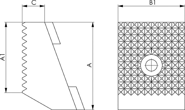 AMF 6365G-12 Spannbacken, geriffelt, Größe : 12, A: 32,5, A1: 26, B1: 24,6 - LE 6365G Spannbacken - geriffelt -Skizze