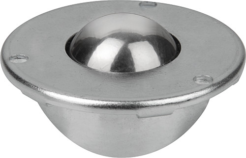 Norelem 95158-122 KUGELROLLE, FORM:B STAHL, KOMP:STAHL, D = 22 - Norelem 95158 Kugelrollen mit Befestigungsbohrungen - ohne Gehaeuse