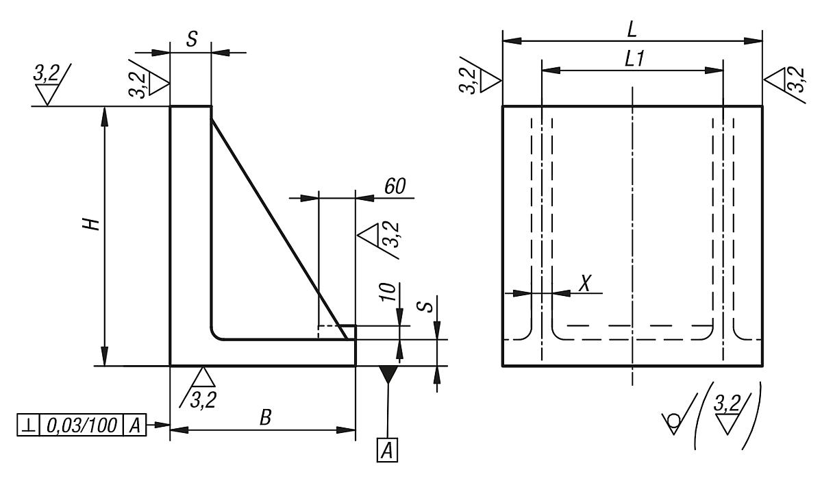 Norelem 01252-335355 AUFSPANNWINKEL AL, L=335, B=225, H=355 - NLM 01252 Aufspannwinkel Aluminium - Massblatt