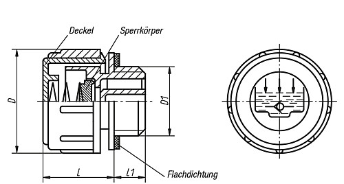 Norelem 28038-30014 ENTLÜFTUNGSSCHRAUBE, D=30, D1=G 1/4 - Norelem 28038 Entlueftungsschrauben mit Rueckschlagventil