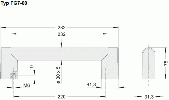 Leschhorn FG7-05.RA220.04   Funktionsgriffe Anschluß A rechts, A 220,  Griff mit 2 Taster u. Not-Halt - Zeichnung FG7-00 Funktionsgriffe - Gegengriff