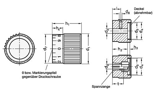 Ganter 726.1-34-Z8-B-2 DREHKNOPF - GN 726-1 Drehknoepfe - Aluminium - schwarz eloxiert-Abbildung