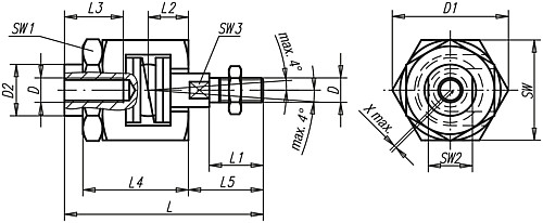 Kipp K0711.06 SCHNELLSTECKKUPPLUNG MIT, WINKEL  U. RADIALVERSATZAUSGLEICH - KIPP K0711 Schnellsteckkupplungen mit Winkel und