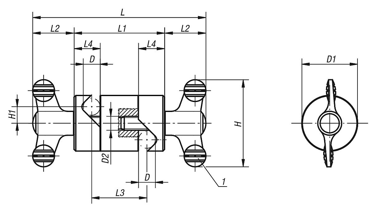 Kipp K0134.04 SPANNGELENK GR.4  D=16, EINZELN VERSTELLBAR - K0134 Spanngelenke einzeln verstellbar - Massblatt