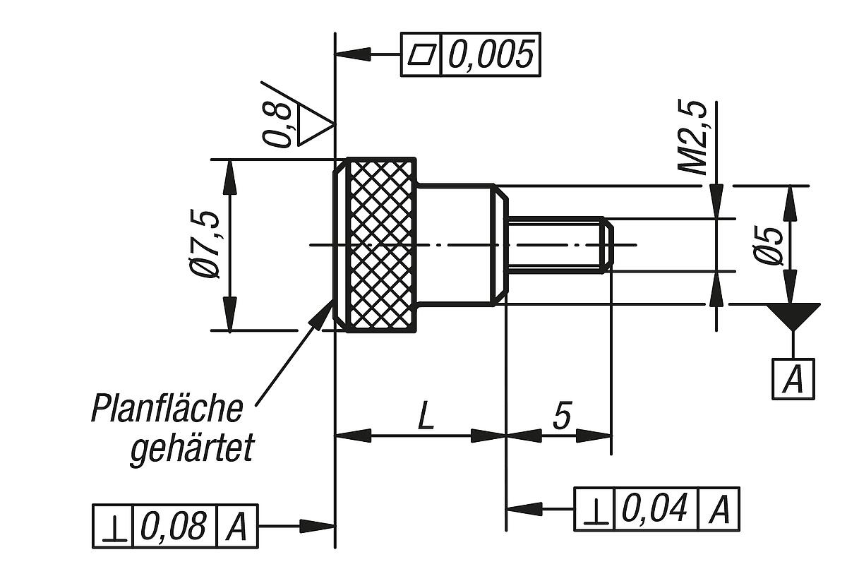 Norelem 33050-025080 MESSEINSATZ M.VERGRÖSS.PLANFLÄCHE - NLM 33050 Messeinsatz mit vergroesserter Planflaeche - Massblatt